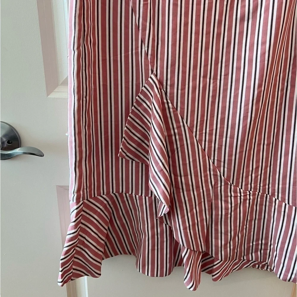 Ted Baker Corn Layered Striped Ruffle Hem Midi Pencil Skirt NWT